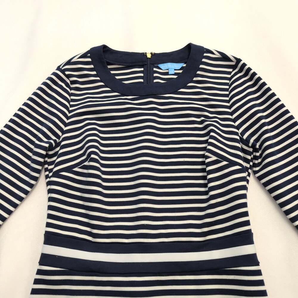 Draper James Navy White Striped Midi Dress Size XS - Picture 6 of 10